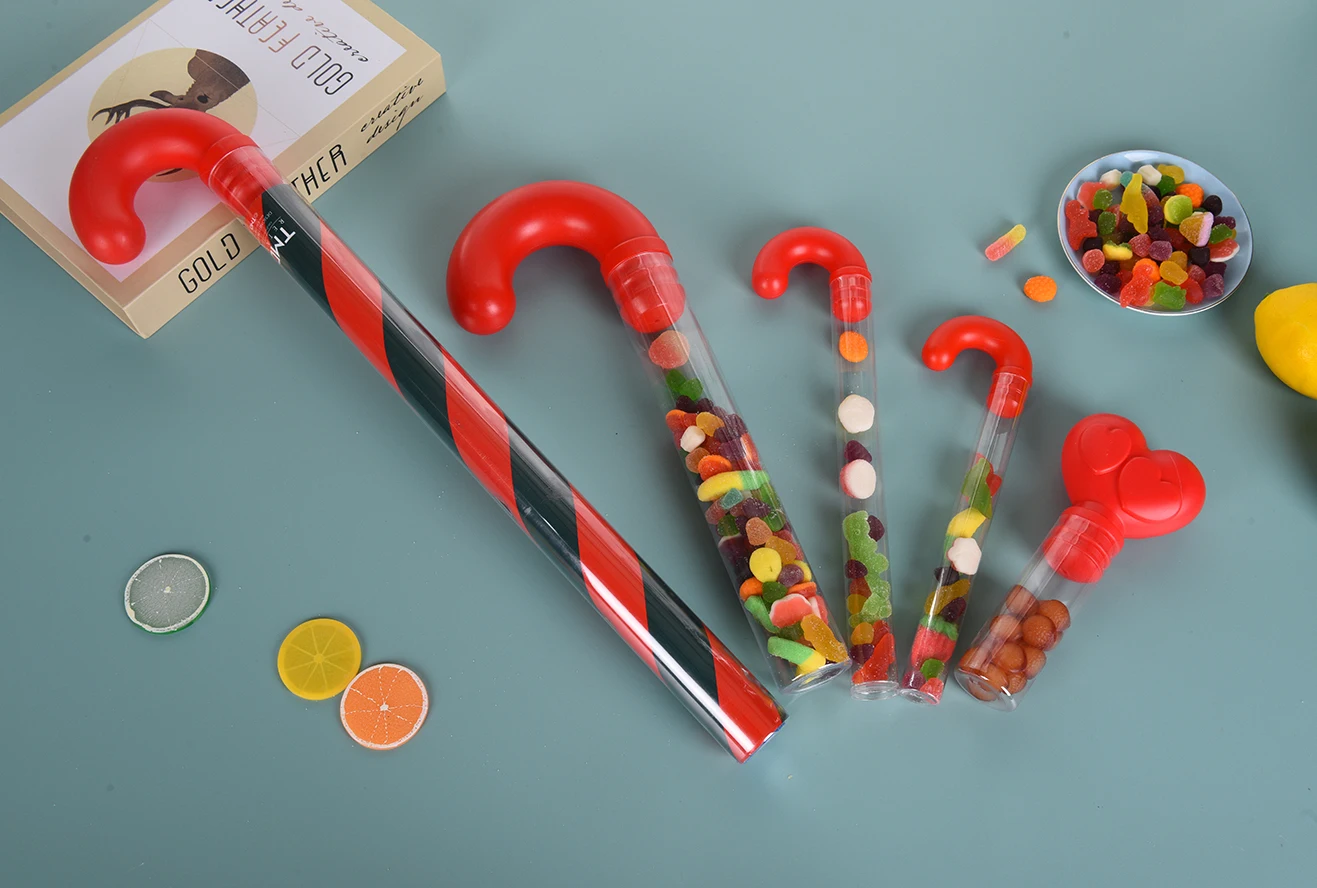 Valentinas Holiday Empty Clear Heart Shape Plastic Candy Cane Heart