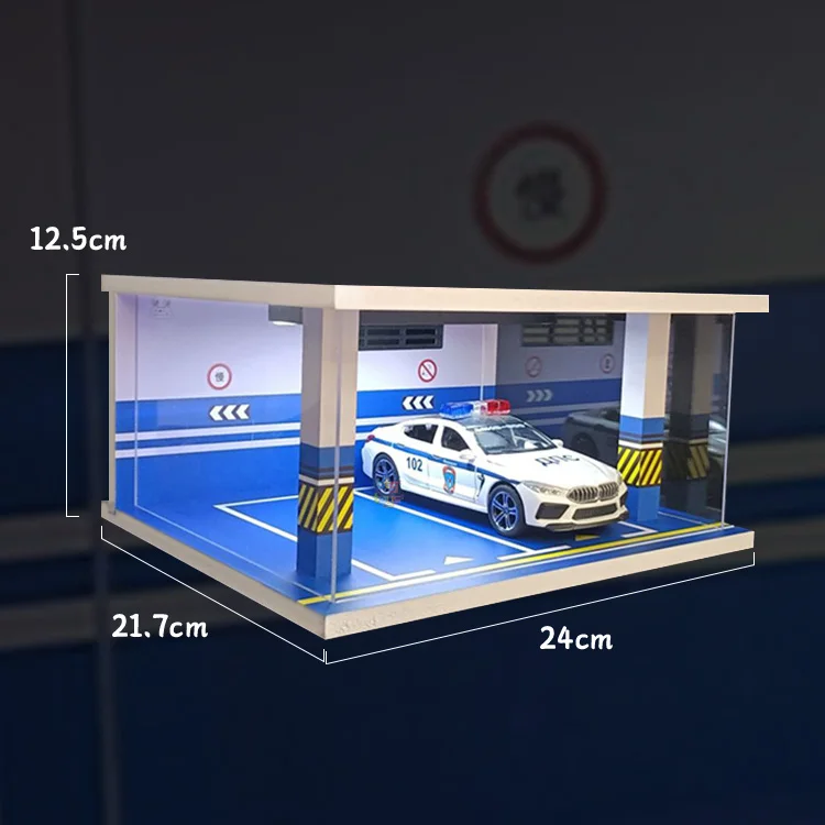 Modèle De Garage De Stationnement échelle 1/24 - Avec éclairage LED - 25x14x9.2cm - Pour Collection Voitures Miniatures