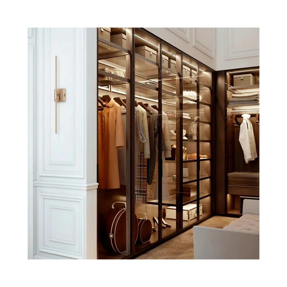 China Whole House Building Organizer Bedroom Glass Multi Layer Aluminum Wardrobe Bedroom Furniture