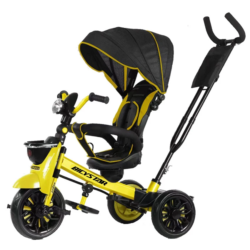 2021 Yimei New Girl 4in 1 with Musical Wholesale Price Foldable Baby Tricycle Trike Stroller Bike with Canopy for One Year Baby