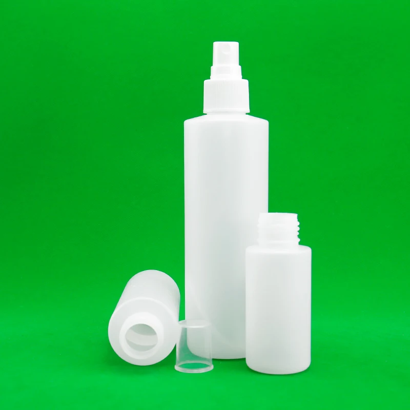 HDPE 60ml 100ml 250ml empty packaging square plastic bottles for shampoo juice lotion with spray nozzle pump