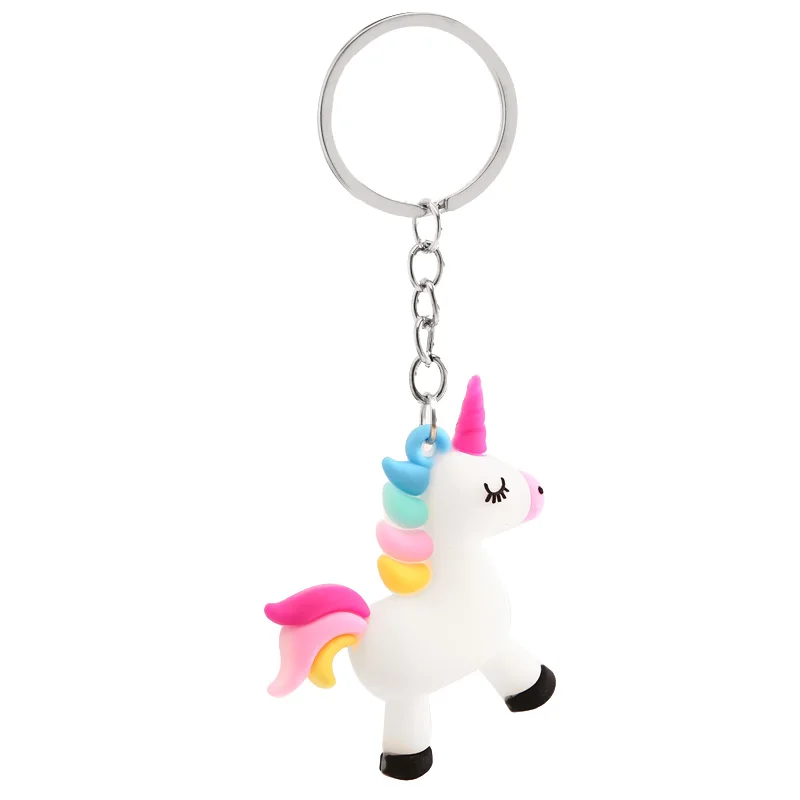 Fantasy Unicorn Key Chain Soft Silicone Rainbow Girl Heart Bag Keyring Cute Gift 