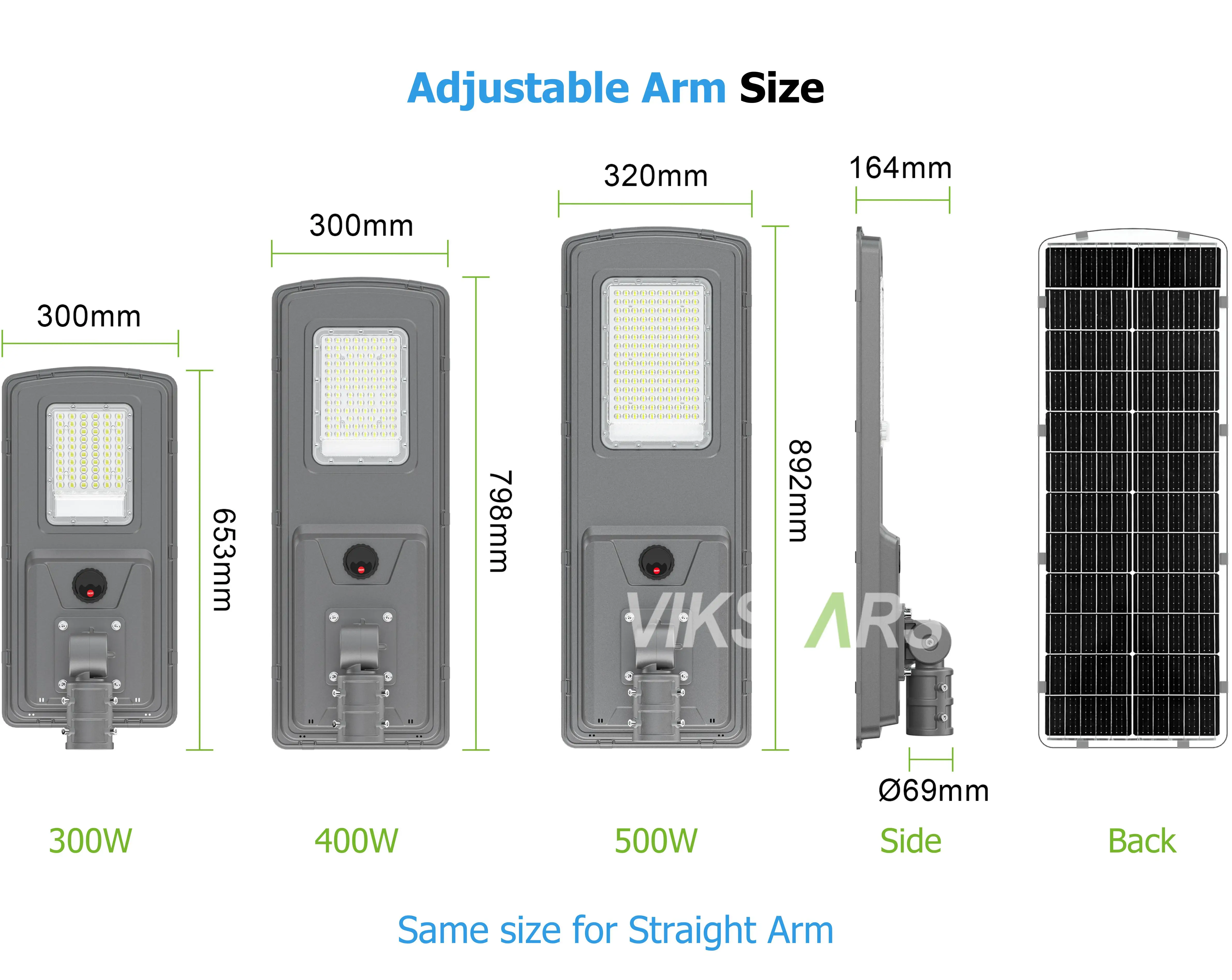 2025 Newest All in One Solar Street Lights Outdoor 300w 400w 500w Lamp for Road With Light Sensor Motion Sensor Solar Lamp
