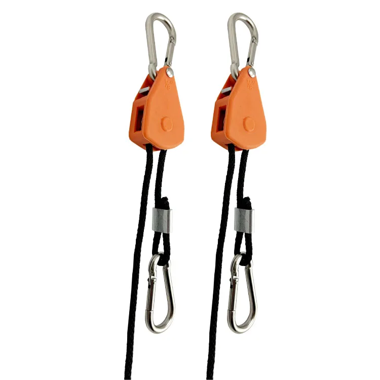 150LBS Orange Body Hydroponic Rope Ratchet Light Fixture Hanger Rope Ratchet with Aluminum Clip details