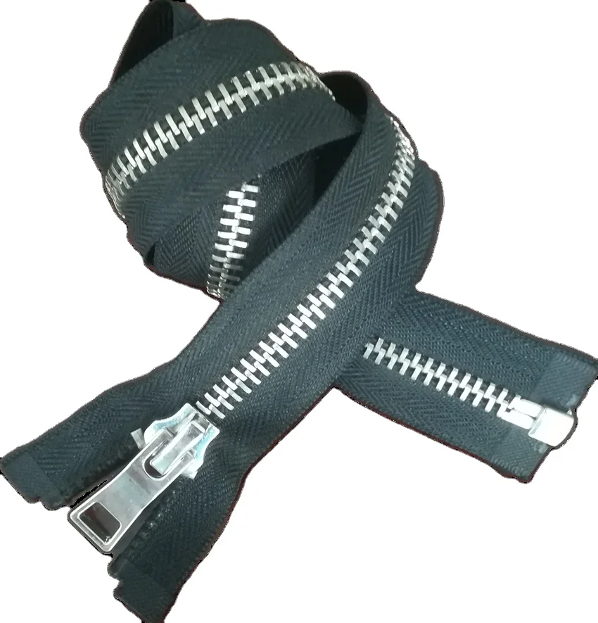 Custom Black Long Chain No 8 White Gold Open End Zipper For Jeans Handbags