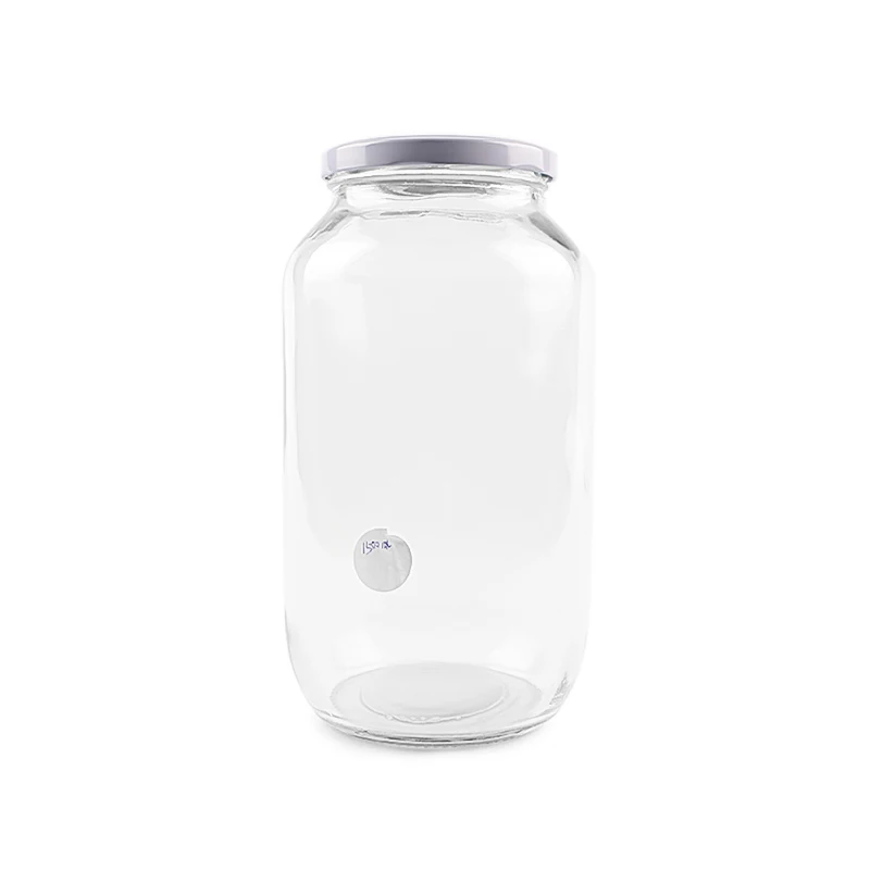 Hermetic 1500ml Round Glass Canning Jar For Pickle With Metal Cover