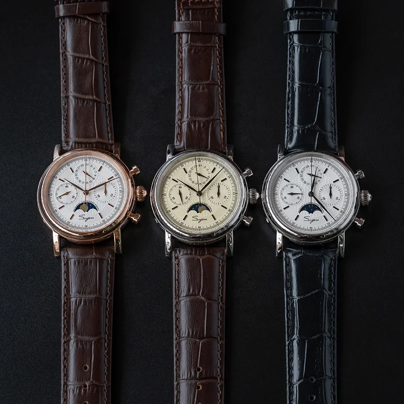 Rts Stock Drop Ship Luxury 5atm Seagull St1901 Chronograph Hand Winding Mechanical Movement Stainless Steel Watch Man for Sale