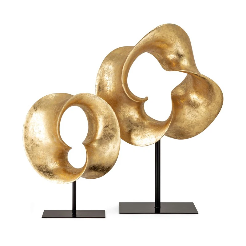 Abstract escultura de ouro fita círculo estado para mesa acessórios para casa atacado caixa de cartão de resina 7-10 dias 30 pcs sgs