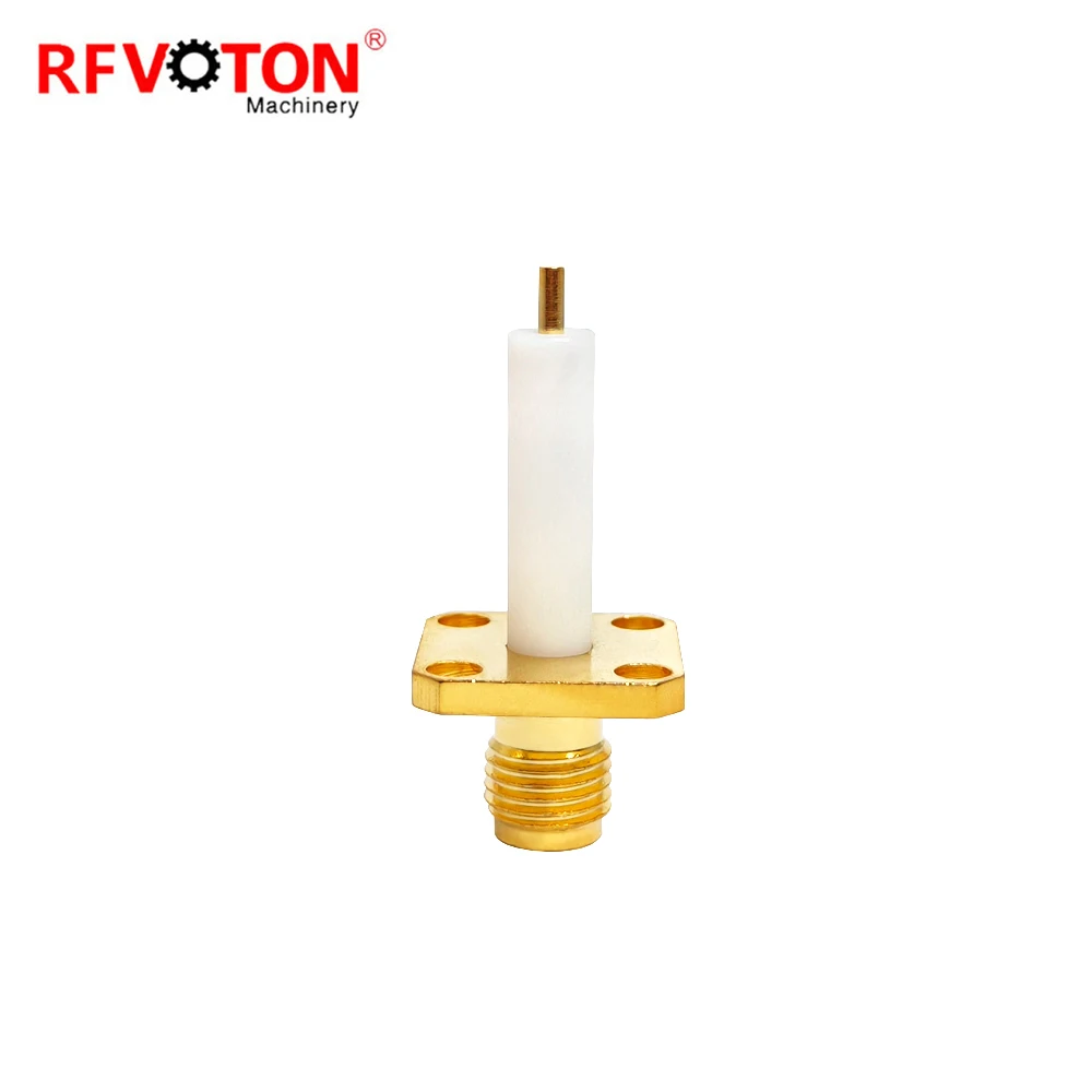 Factory Price SMA Gold Plated  Sma Female Jack 4 Hole Flange Panel Pcb Connector Rf Coaxial Connectors (rf) Connector Copper