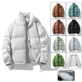 Aoleaky Winter Warm Men's Down Coats Patchwork Stand Collar Parka Jackets Lightweight Outdoor Parkas Casual Mens Jacket