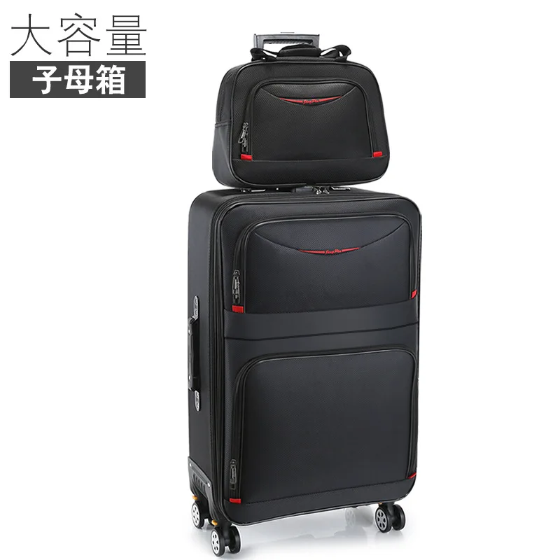 New Arrival Unisex High Quality Oxford Cloth Soft Shell Travel Trolley Bags  26 Inch Carry-On Spinner Luggage Set 28 Inch