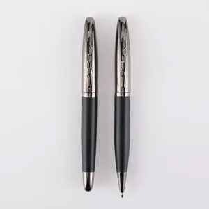 Factory Wholesales Promotional Advertising High Quality Twist Custom Logo Matte Black Metal Roller Ball Pen