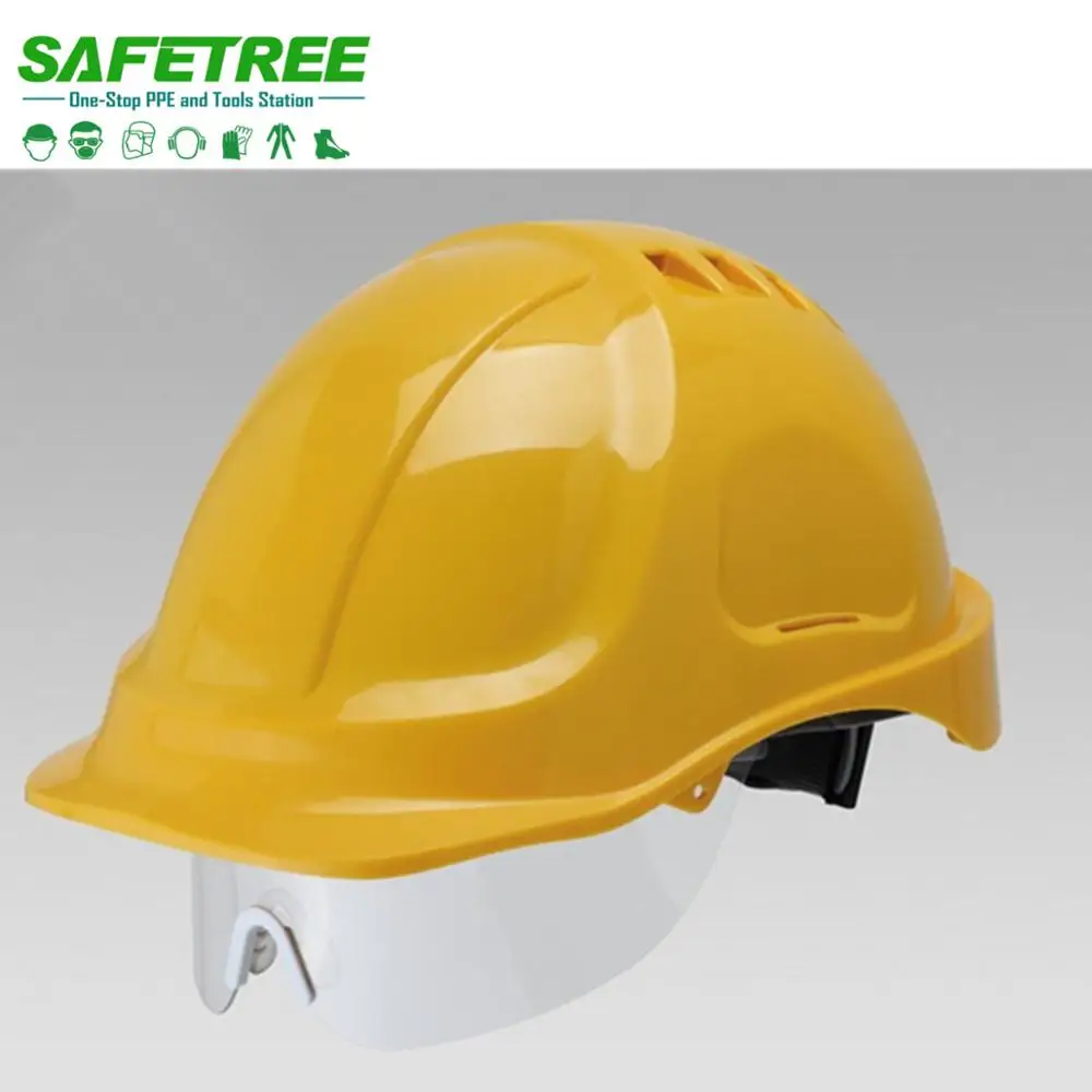 Casco de seguridad ajustable ANSI Z89.1 aprobado ABS cómodo casco con  visera retráctil blanca arnés de 6 puntos para construcción, trabajo  industrial