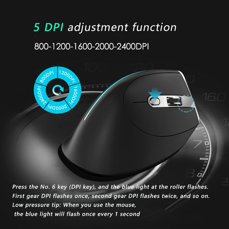 Wireless Vertical Mouse 2.4G Wireless Daul Model Mouse, Full-color Lamp Programming Three-mode Game Mouse in Stock - Image 5