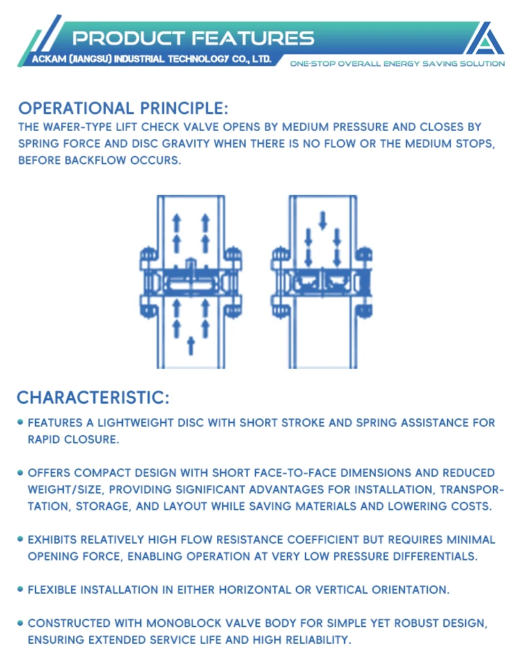 Sealing Prevents Backflow of Media Check Valve Wear-Resistant Easy to Disassemble Wafer Check Valve manufacture