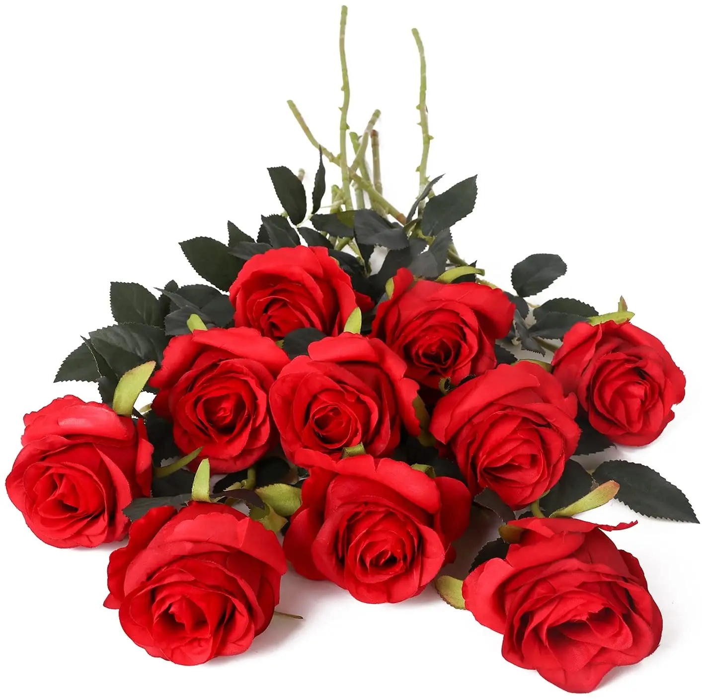 Wedding Decoration Artificial White Rose Silk Plastic Artificial