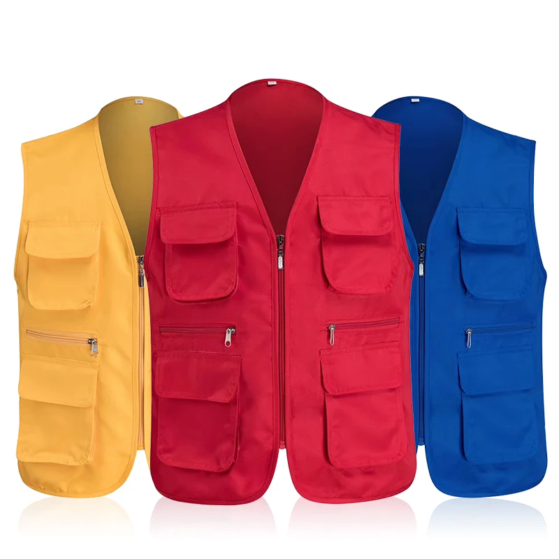 Customized printing logo photography vest Waistcoat for fishing reflective work wear multi pockets v