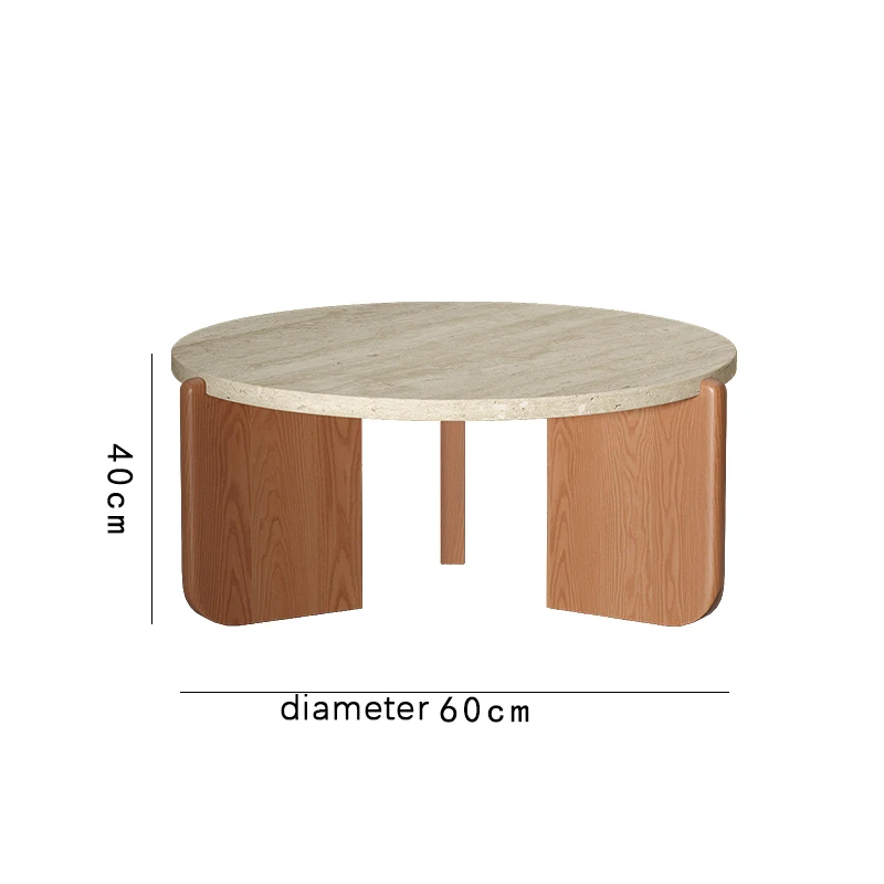 birch travertine stone tea table minimalist round marble side furniture for home living room-3