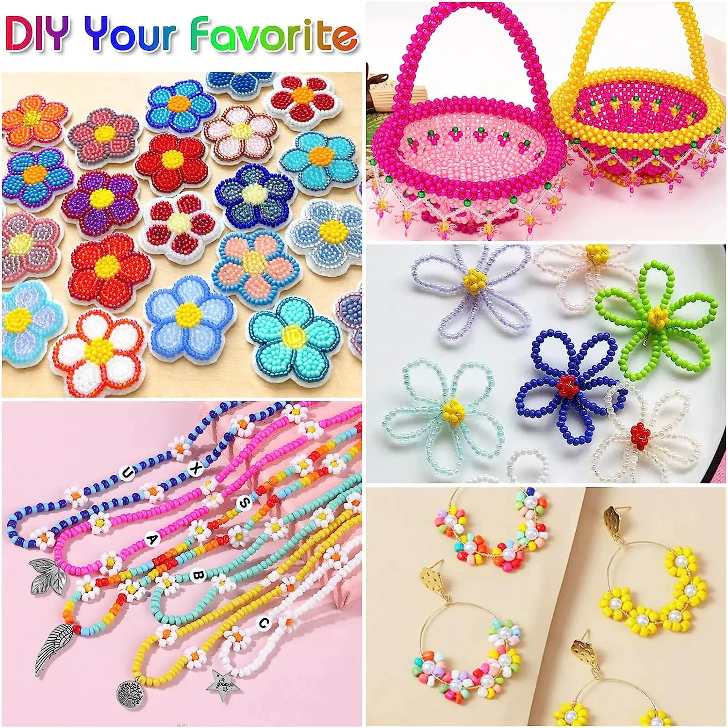 12000 Glass Miyuki Seed Beads 2mm Bracelets Beads With Elastic String Cords  Scissors DIY Material for Girl Jewelry Making Kits