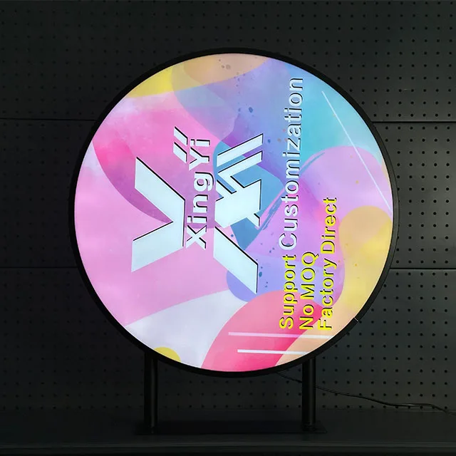 Boîte lumineuse ronde acrylique à LED personnalisée double face pour publicité extérieure logo enseigne circulaire