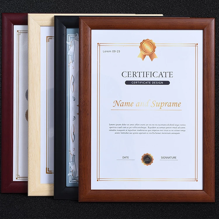 Document or Certificate Frames Made of Solid Wood High Definition Glass