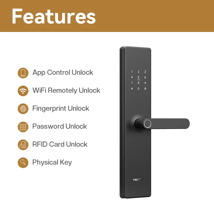 Indoor Electronic Touch Screen Digital Keyless Smart Lock Intelligent Password Fingerprint Smart Lock Door Handles