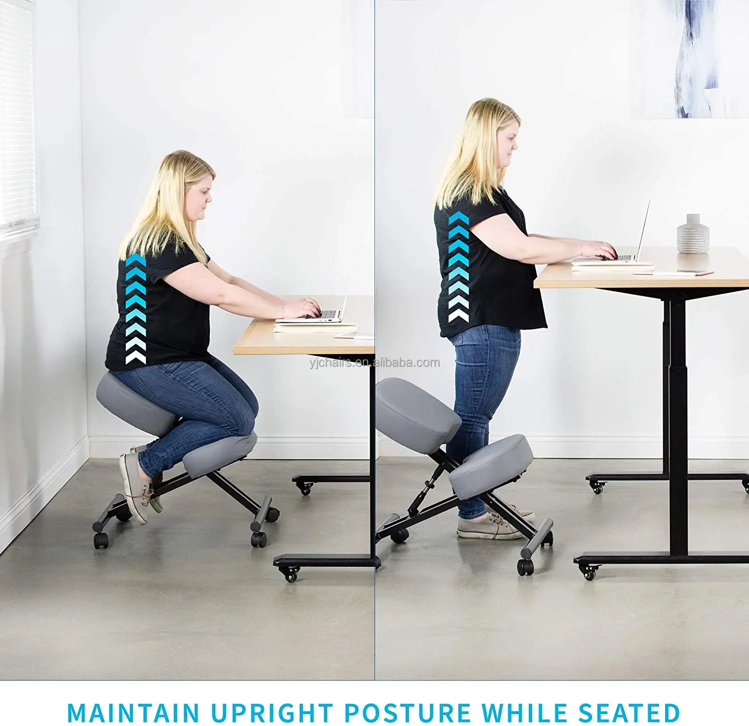 Adjustable Height Ergonomic Kneeling Chair Office Oem Rollerblades