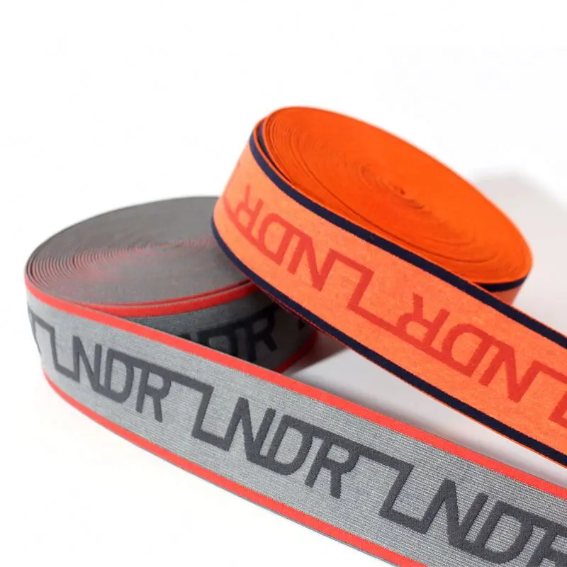 Factory Direct Custom Jacquard Polyester Elastic Webbing with Spandex Waist Band for Bags & Shoes Logo Included Woven Technique
