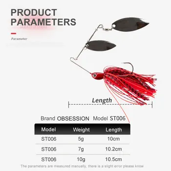 ST006 Fishing Lure UV Effect 5g 7g 10g Crushed Skirt Rubber Jig Skirt Spinner Spoon Buzz Bait Rotating Sequin Accessories – Soft Lure – view 3