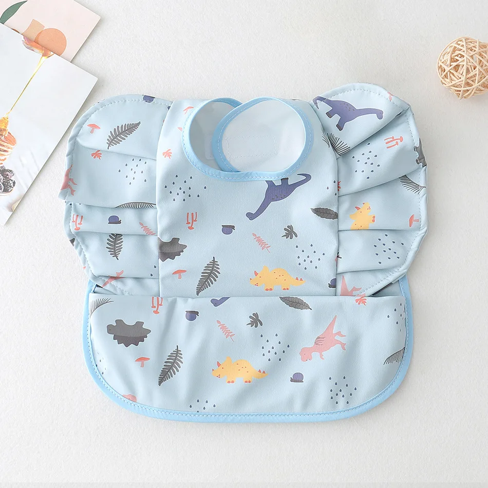 Waterproof detachable Baby Bibs Infant Toddler  Feeding Bib With Food Catcher Easy Clean & Washable Baby Art smock manufacture