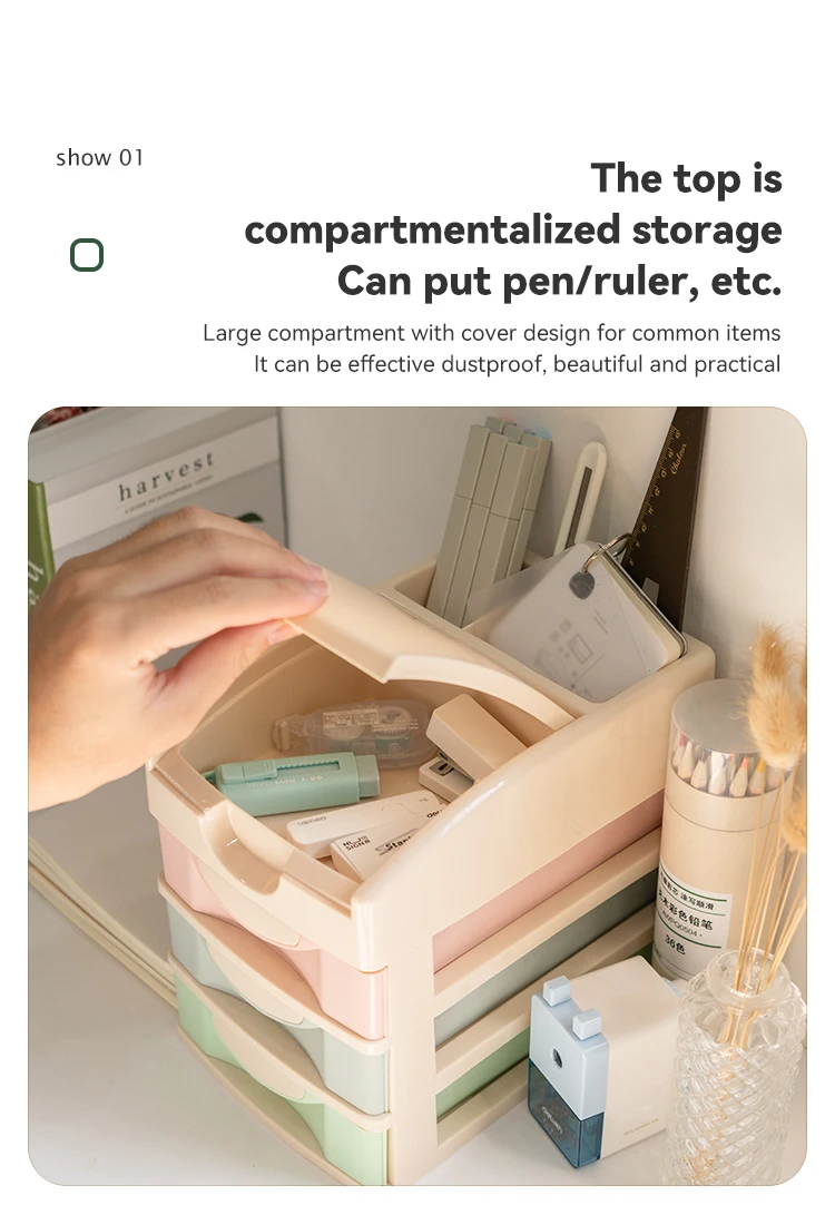 ITEM NO.5201BZ Factory 2/3/4 Layers Desktop Organizer Office Plastic Drawer Type Storage Box manufacture