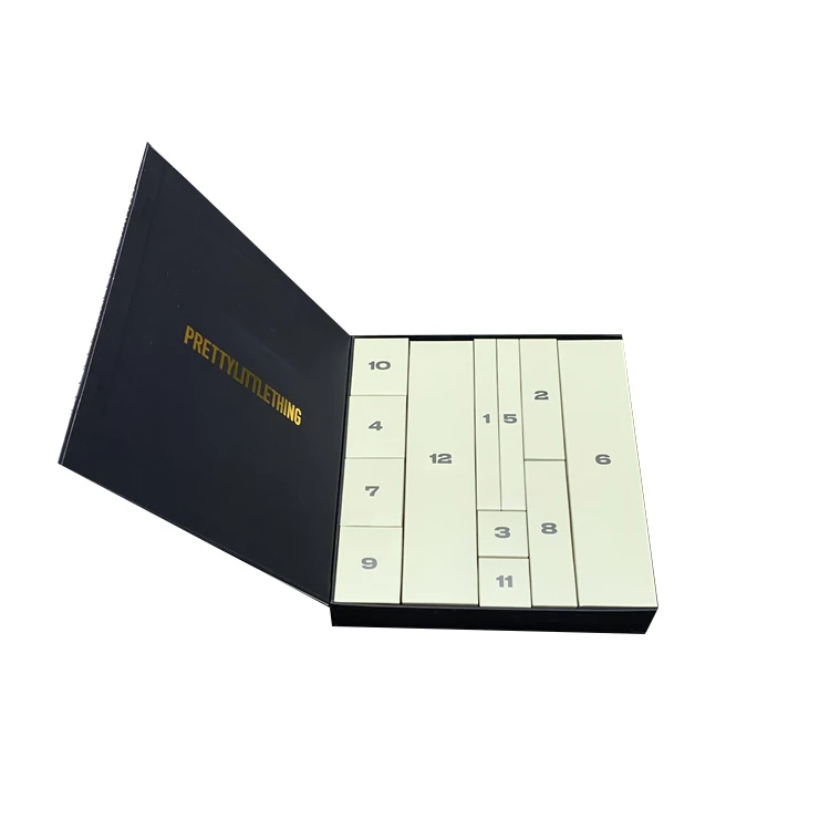 Custom Advent Calendar Empty Luxury Cardboard Paper Gift Boxes Beauty Cosmetic Packaging Box With Logo