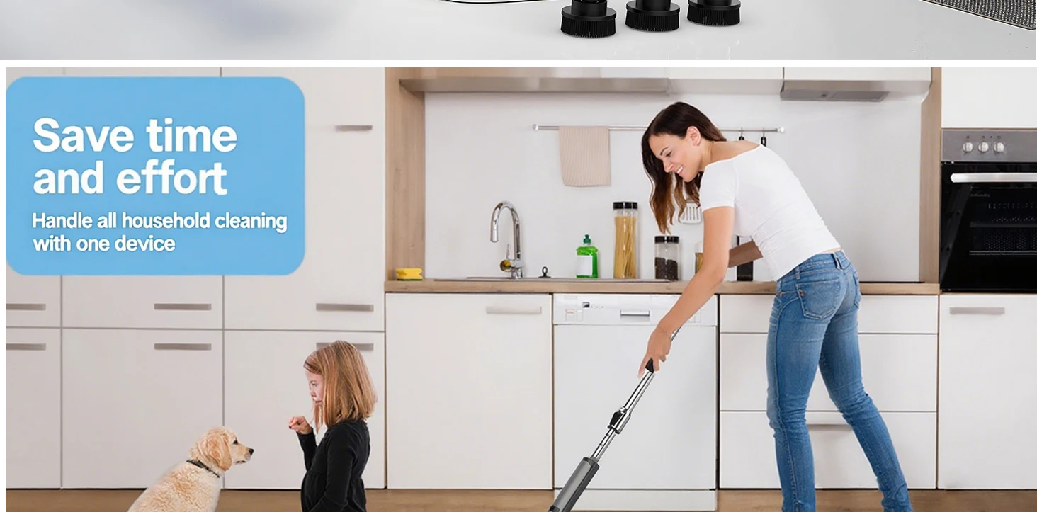 Home Kitchen Floor Cleaning Brush Long Handle Extendable Wireless Electric Rotating Model with Plastic Material