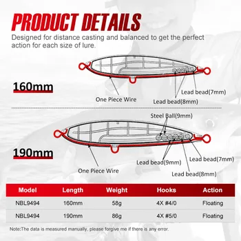 CHEERY 160mm/190mm Top Water Good Floating Pencil Big Lure Bass, Long Casting Artificial Hard Bait Fishing Lures – Pencil – view 3
