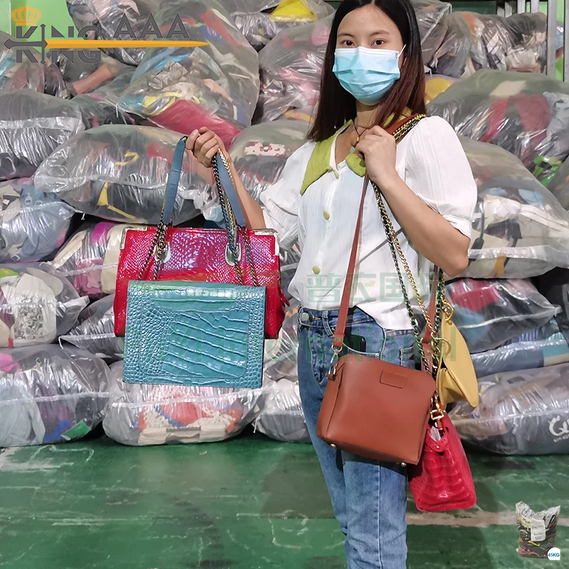 China Supplier Mixed Used Bags Bale 45kg Branded Ladies Second Hand