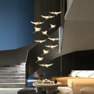 Seagull Modern Chandeliers Long Stairwell Duplex Building Spiral Staircase Bird Shaped Pendant Light