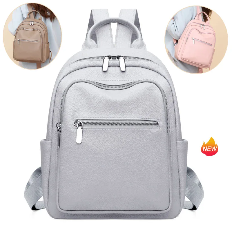 Large-capacity Lightweight Women's Soft Leather Backpack