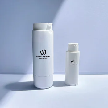 Matte White 30ml & 50ml Airless Vacuum Curve Twist Plastic Refillable Oil Cream Bottle for Cosmetics