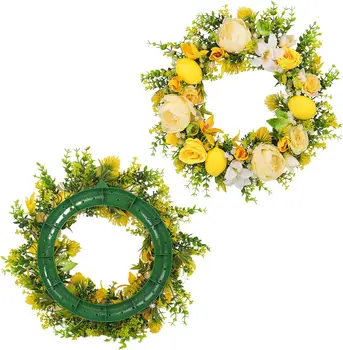 Artificial Flower Wreath for Wedding Yellow Flower Wreath with Lemon Spring Front Door Wreath Garden Holiday Decoration