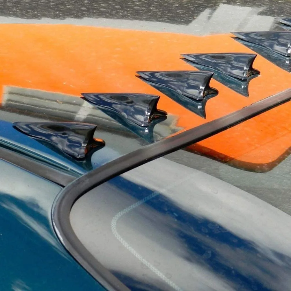 Geartronics Universal Shark Fin Antenna – AM/FM Signal, Black ABS, Adhesive Mount (160mm)