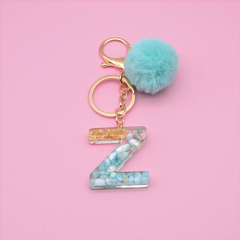 Custom Plush Letter Acrylic Glitter Bag Keychain Holder Cute Plush ...