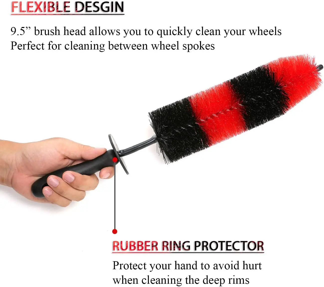 Custom Logo Car Detailing Brush 9.5" Car Wheel Brush