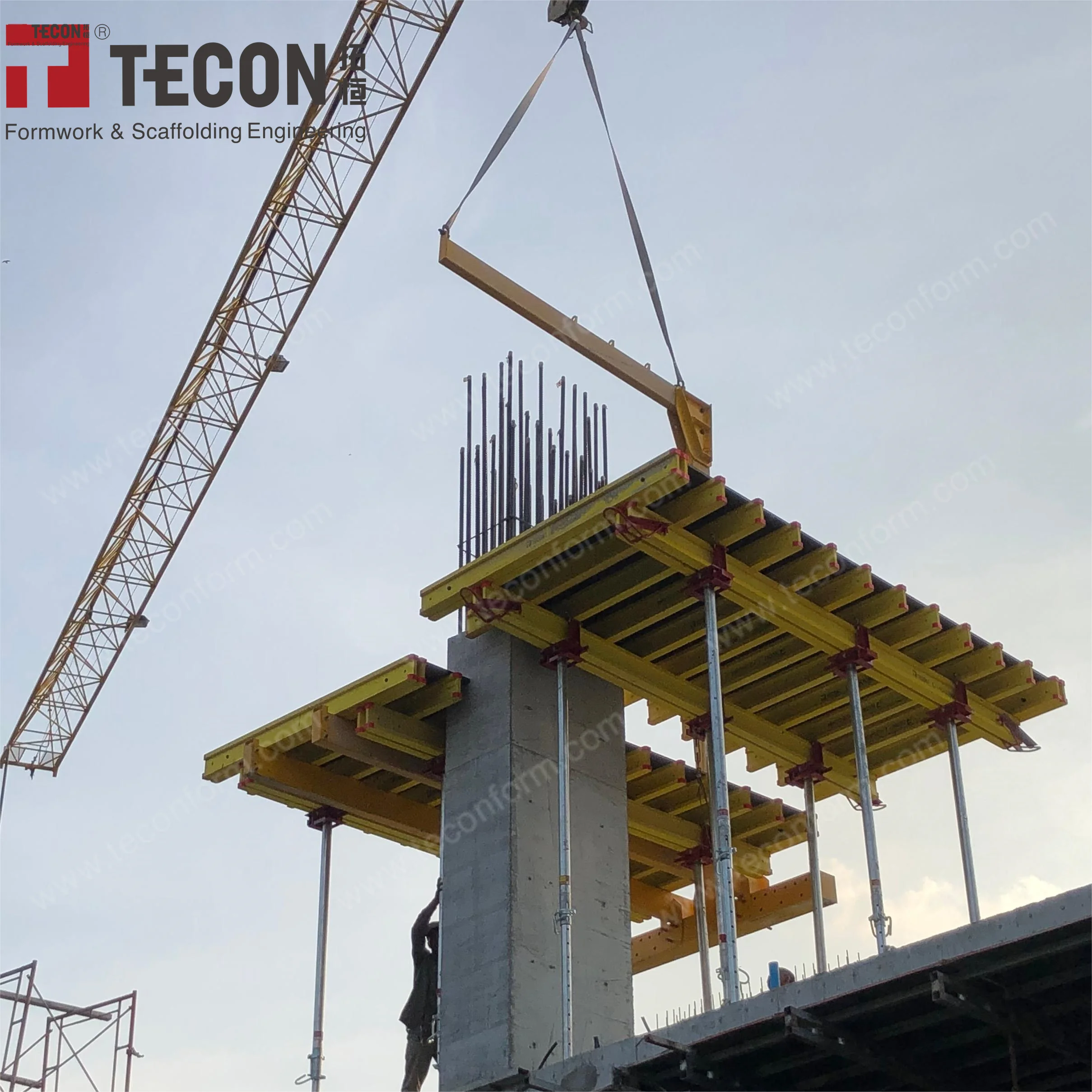 TECON Large Area Slab Flying Table Formwork System Timber Beam Doka Forms With Plywood for Concrete Construction