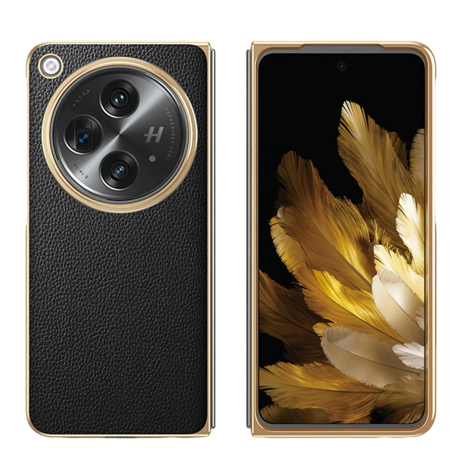 Case for OnePlus Open Durable Leather Phone Cover Slim Gold PC Full  Protected Edge Hard Back Case for OPPO FIND N3 FOLD - Main Image