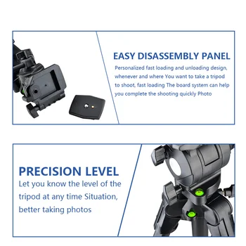 KALIOU A054 Multi Function with Three Dimensional Yuntai Bubble Level Unc1/4 Screw Tripod for Digital Camera Go PRO Stand detail image
