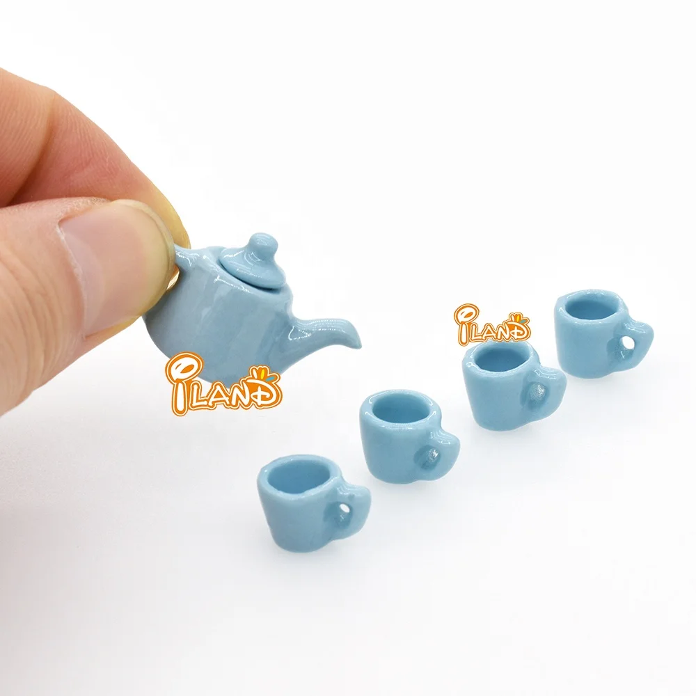 Набор фарфоровый для кукольного домика iland 1/12, миниатюрная посуда для гостиной, столовой, Садового Стола, аксессуары для кукольного домика, 5 шт.