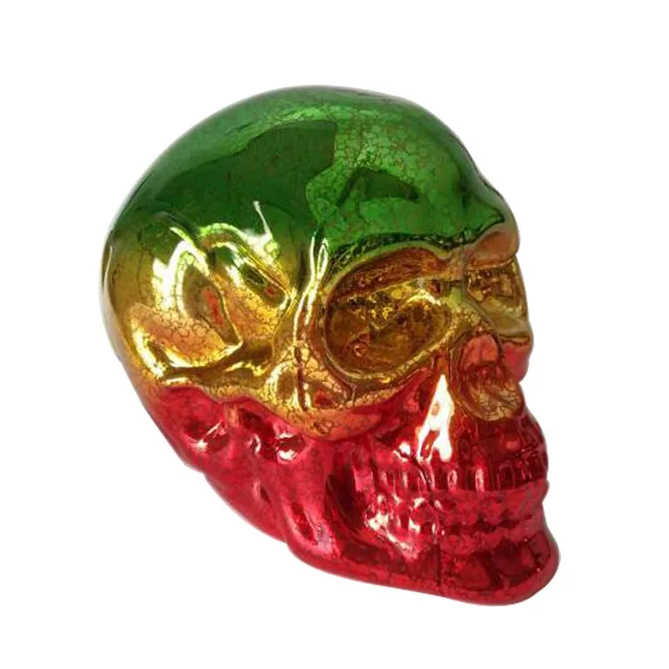 Battery operated led light up hand painted sugar mercury blown glass Halloween skull ornament home table decor manufacture