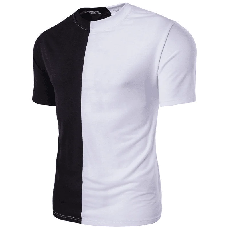 Custom Colors Men Split Two Tone Color Block Half Black Half White Blank T Shirt Buy Blank T Shirt Half Black Half White Blank T Shirt Blank T Shirt Custom Product On Alibaba Com