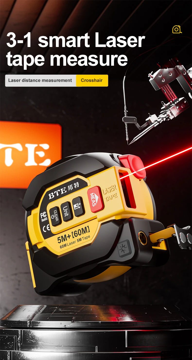 BTE China 60m Digital Tape Measure 3-in-1 Multi-Function Laser System ...
