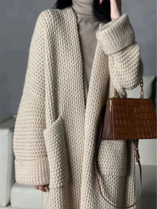 2024 Design Luxury Cashmere Cardigan Korean Knit Long Women Sweater   H9407b8d6eed6432e92abd1ee786d46b5i 